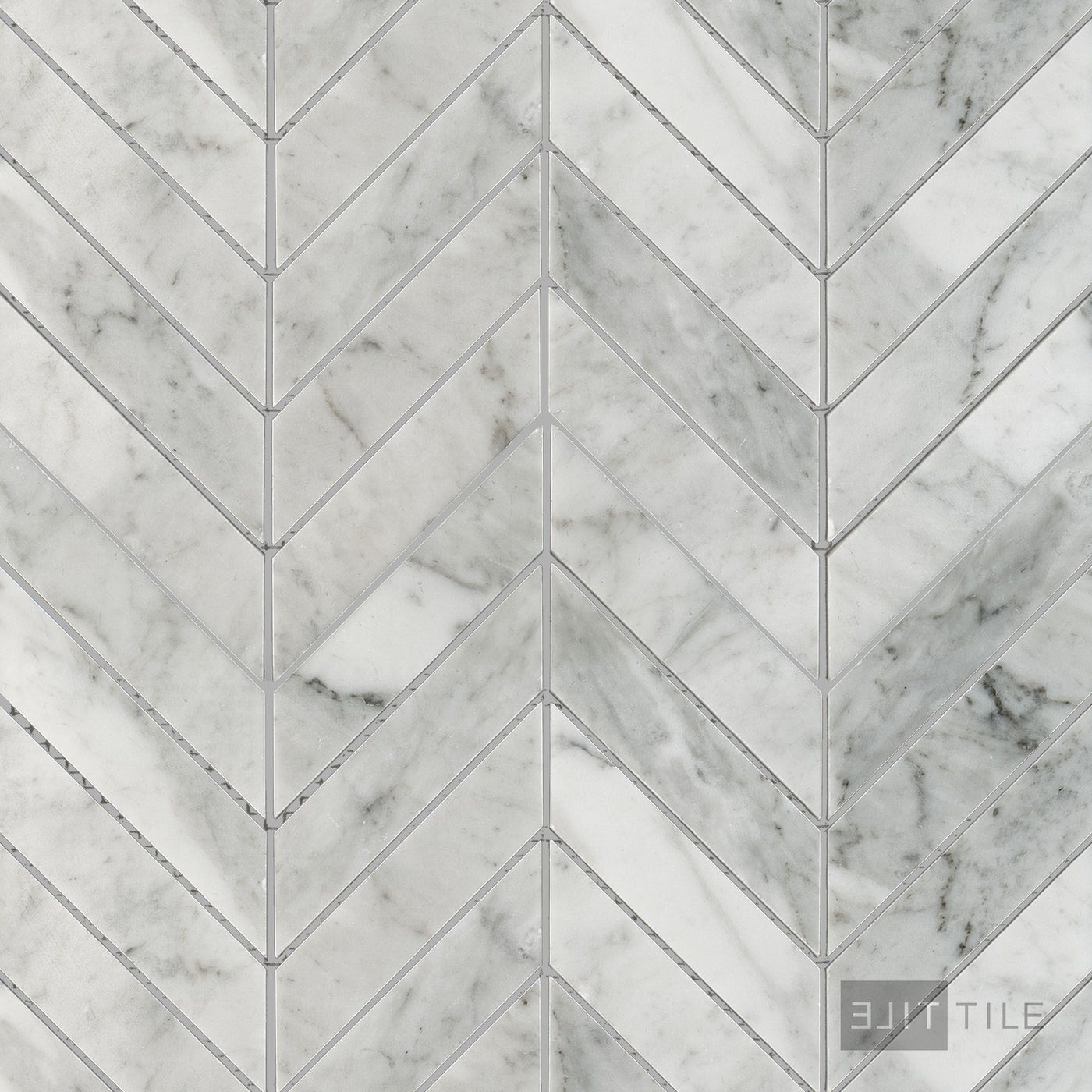 White Carrara Marble 1X4 Chevron Polished Mosaic