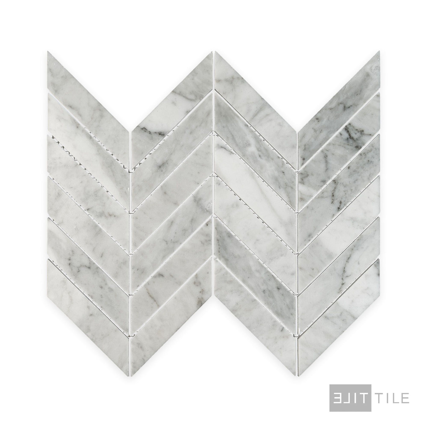 White Carrara Marble 1X4 Chevron Polished Mosaic