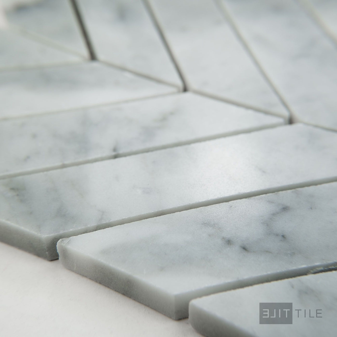 White Carrara Marble 1X4 Chevron Polished Mosaic