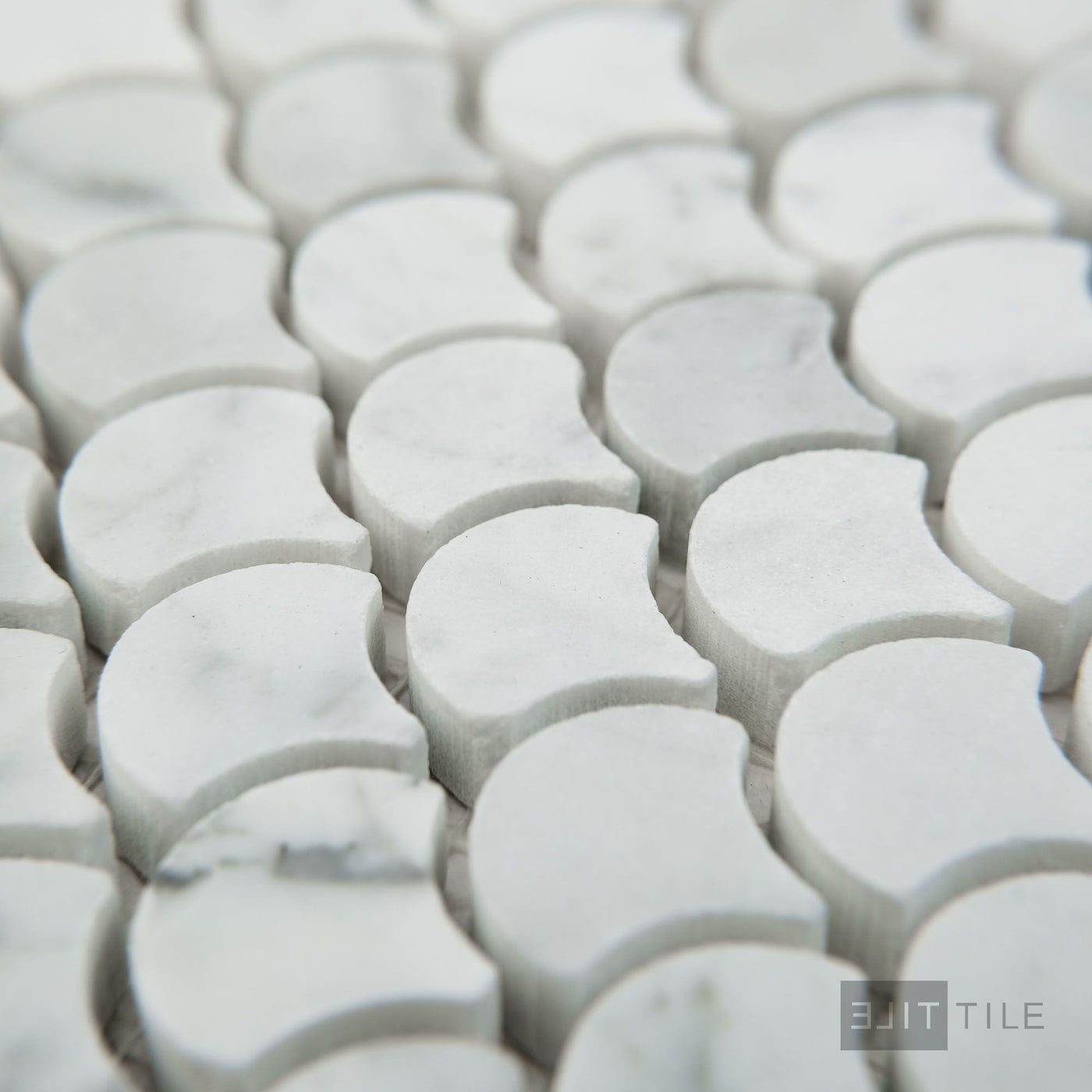 White Carrara Marble 1" Fan Honed Mosaic