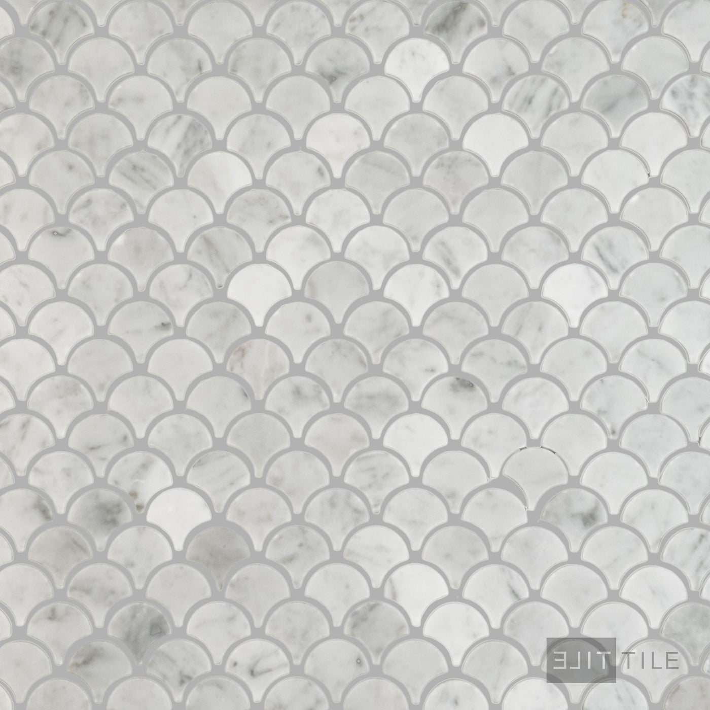 White Carrara Marble 1" Fan Polished Mosaic