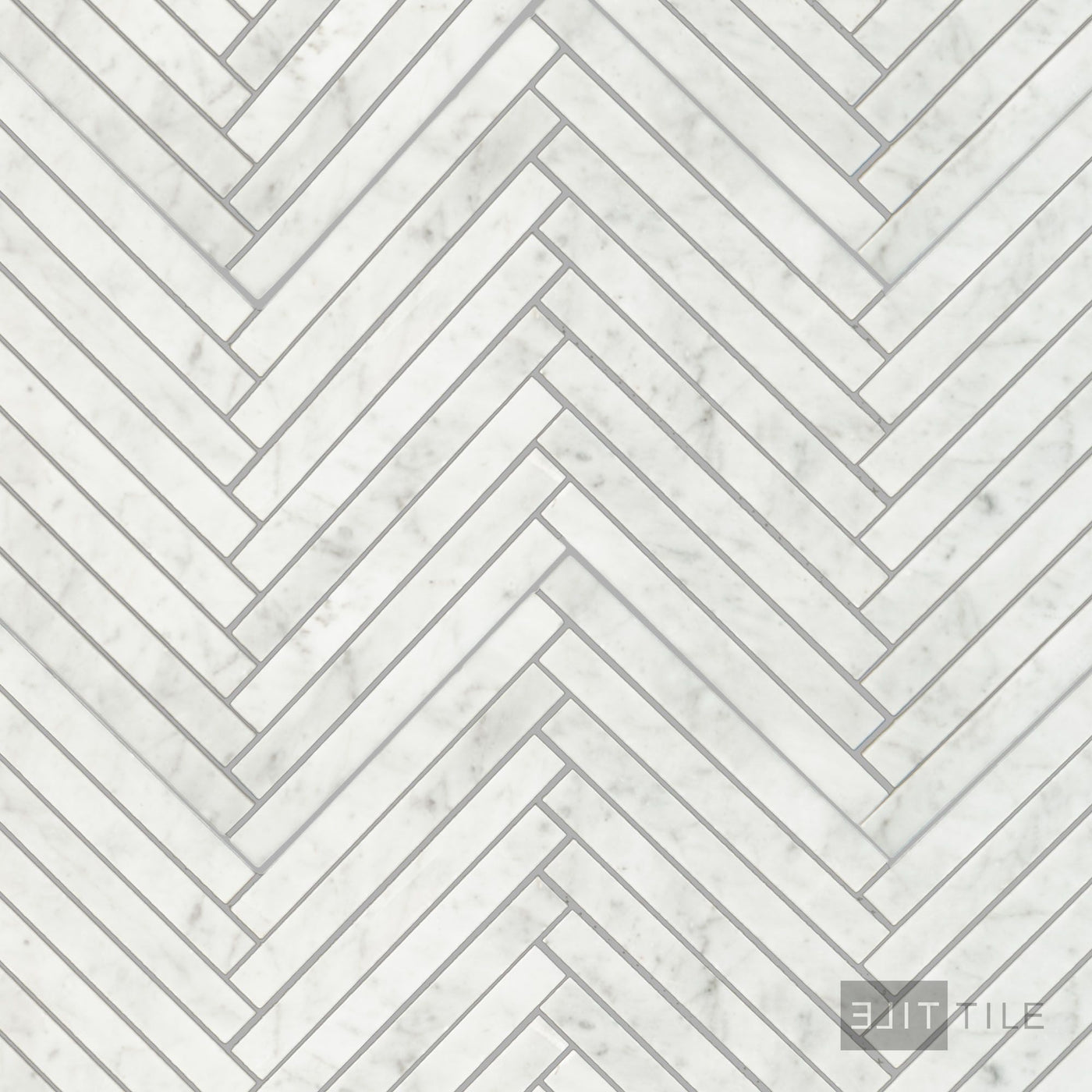 White Carrara Marble 5/8X6 Herringbone Honed Mosaic