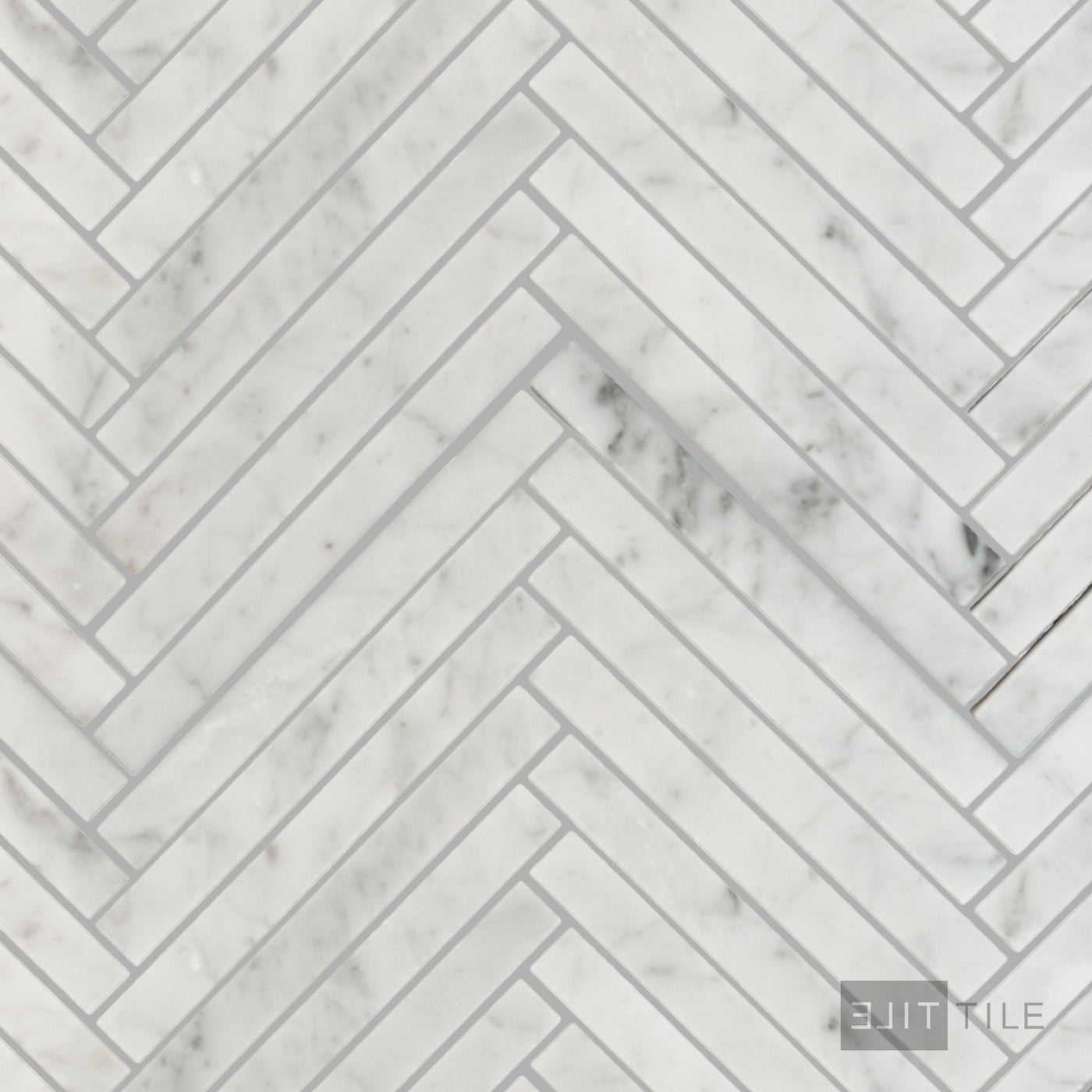 White Carrara Marble 5/8X6 Herringbone Polished Mosaic
