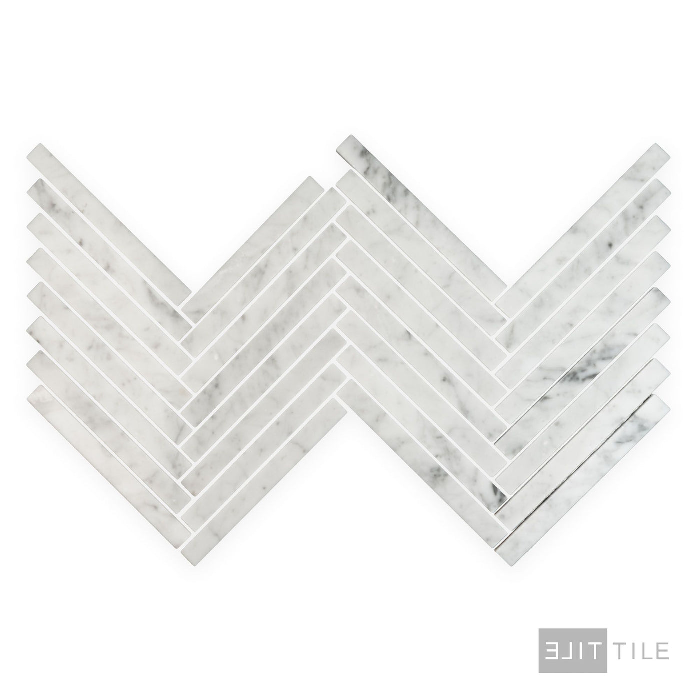 White Carrara Marble 5/8X6 Herringbone Polished Mosaic