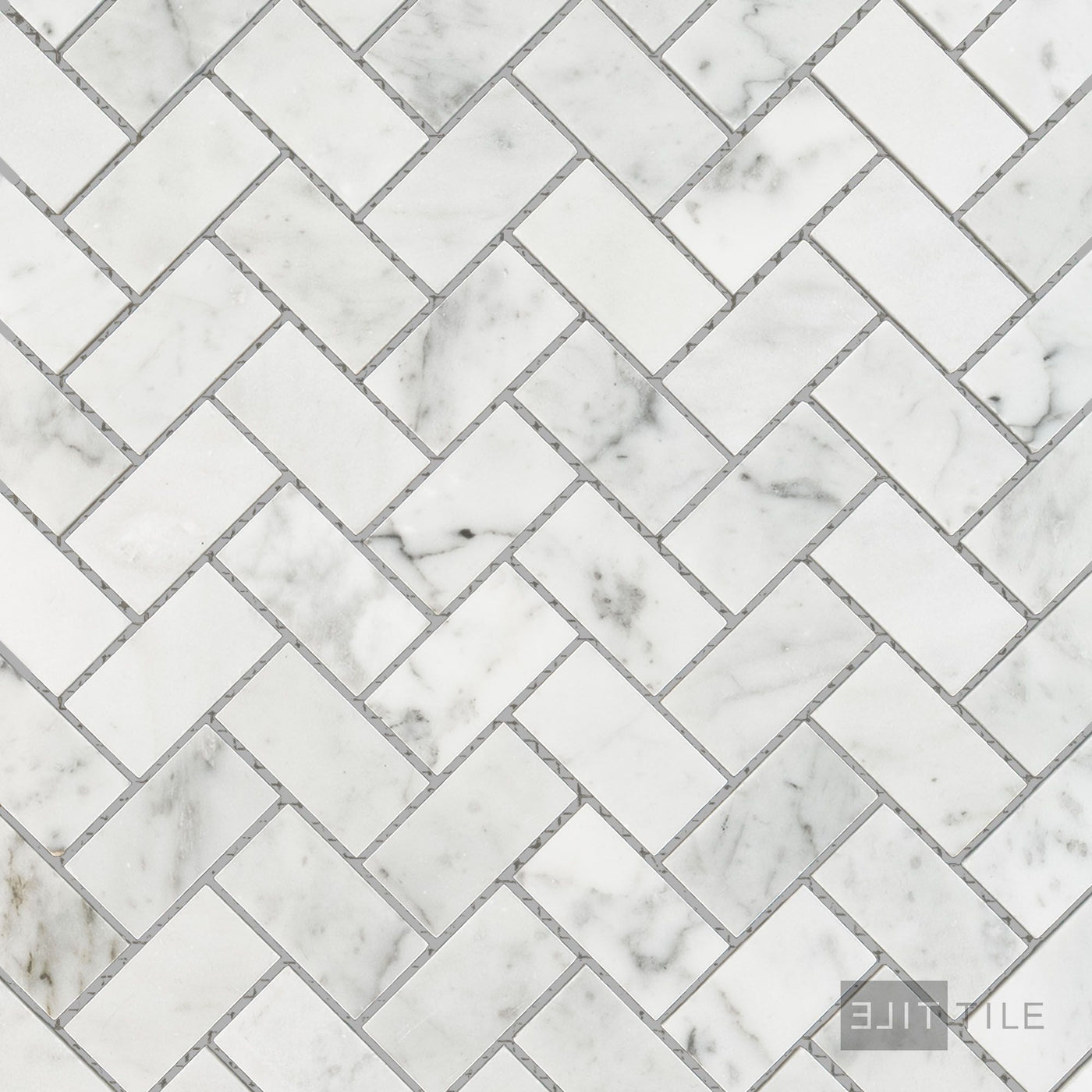 White Carrara Marble 1X2 Herringbone Polished Mosaic