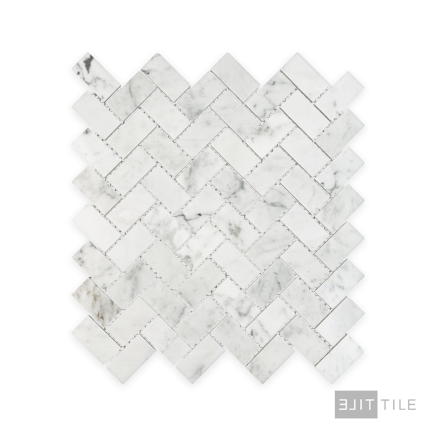 White Carrara Marble 1X2 Herringbone Polished Mosaic