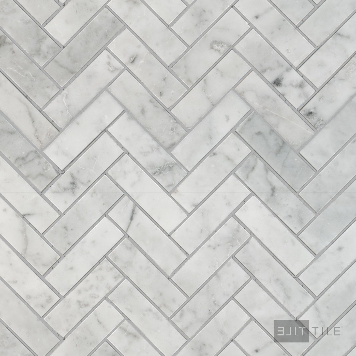 White Carrara Marble 1X3 Herringbone Honed Mosaic
