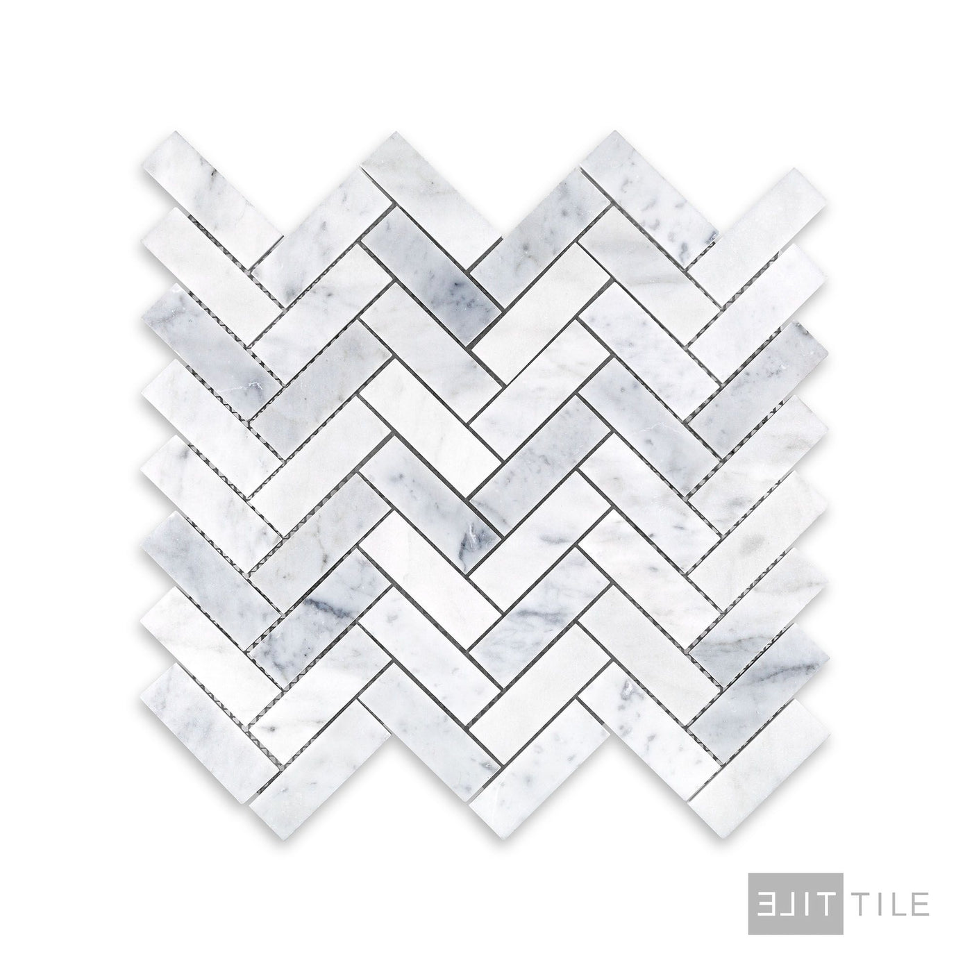 White Carrara Marble 1X3 Herringbone Honed Mosaic