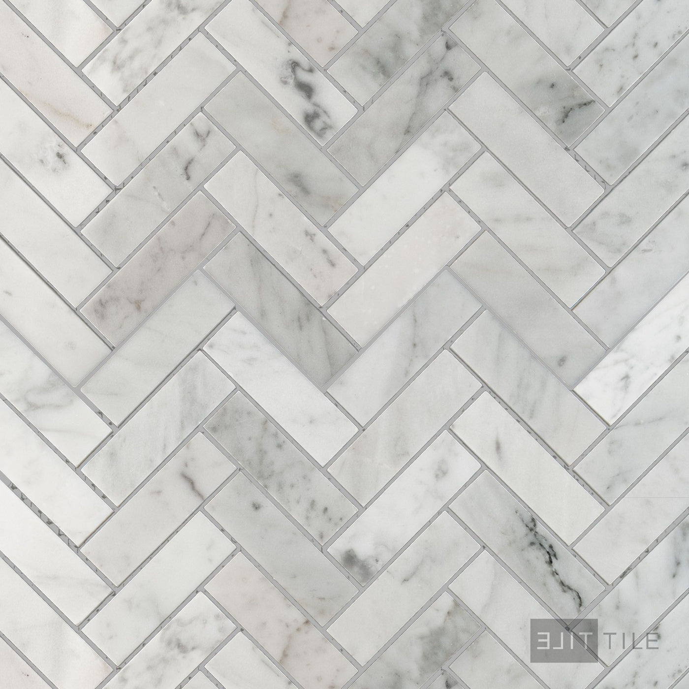 White Carrara Marble 1X3 Herringbone Polished Mosaic