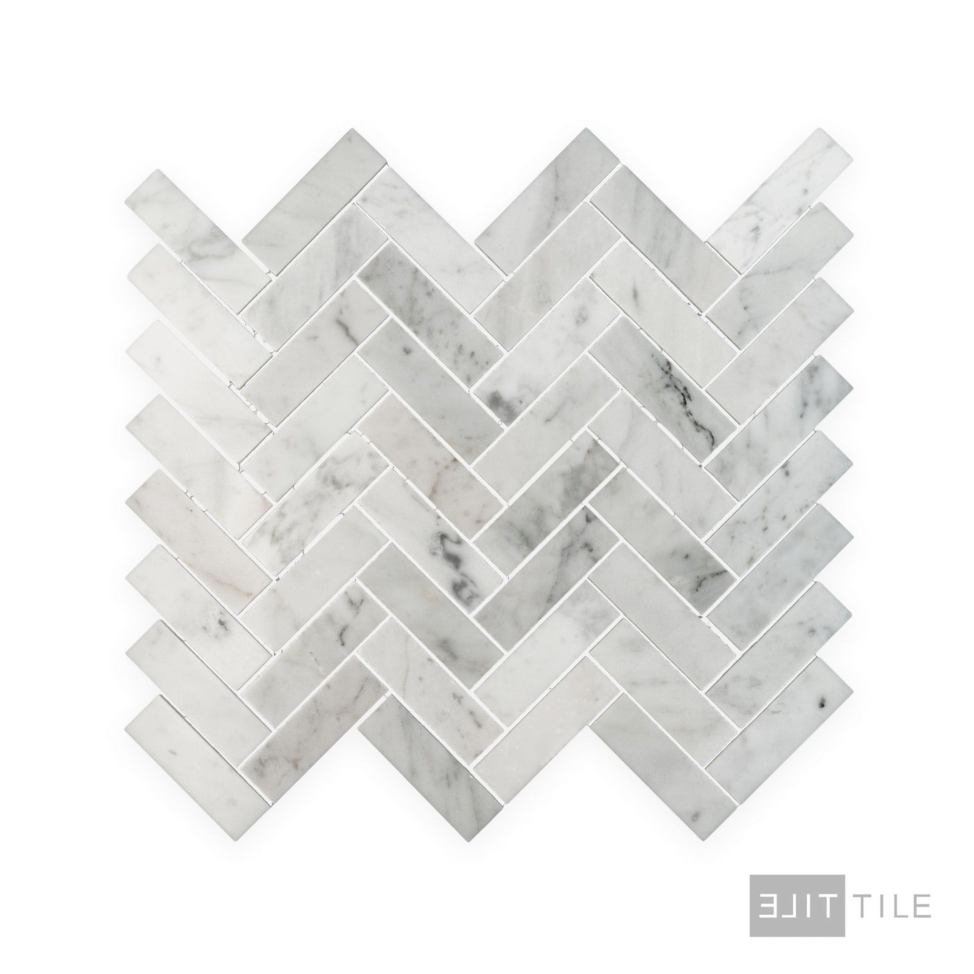 White Carrara Marble 1X3 Herringbone Polished Mosaic