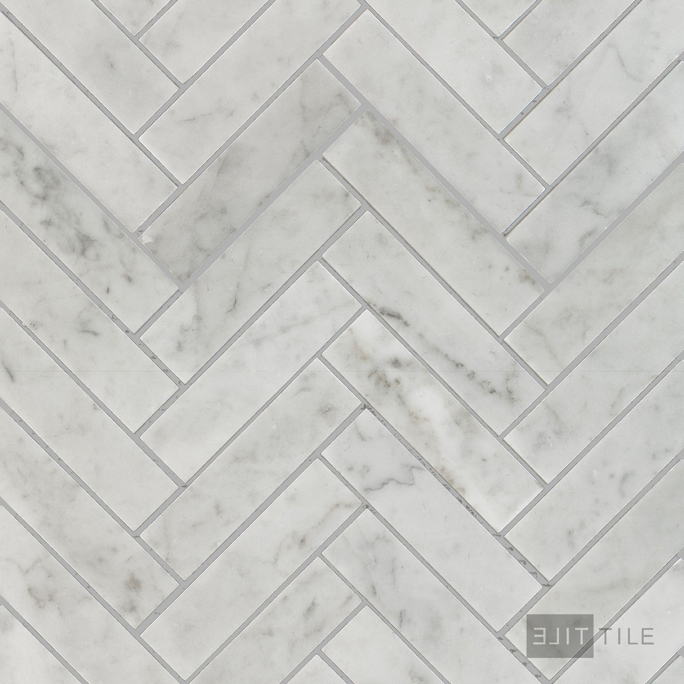 White Carrara Marble 1X4 Herringbone Honed Mosaic