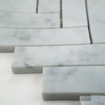 White Carrara Marble 1X4 Herringbone Honed Mosaic