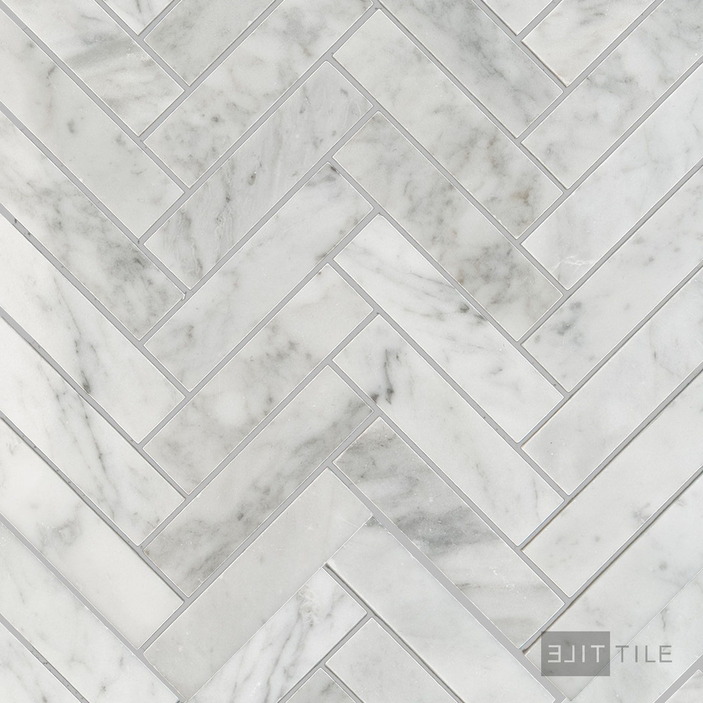 White Carrara Marble 1X4 Herringbone Polished Mosaic
