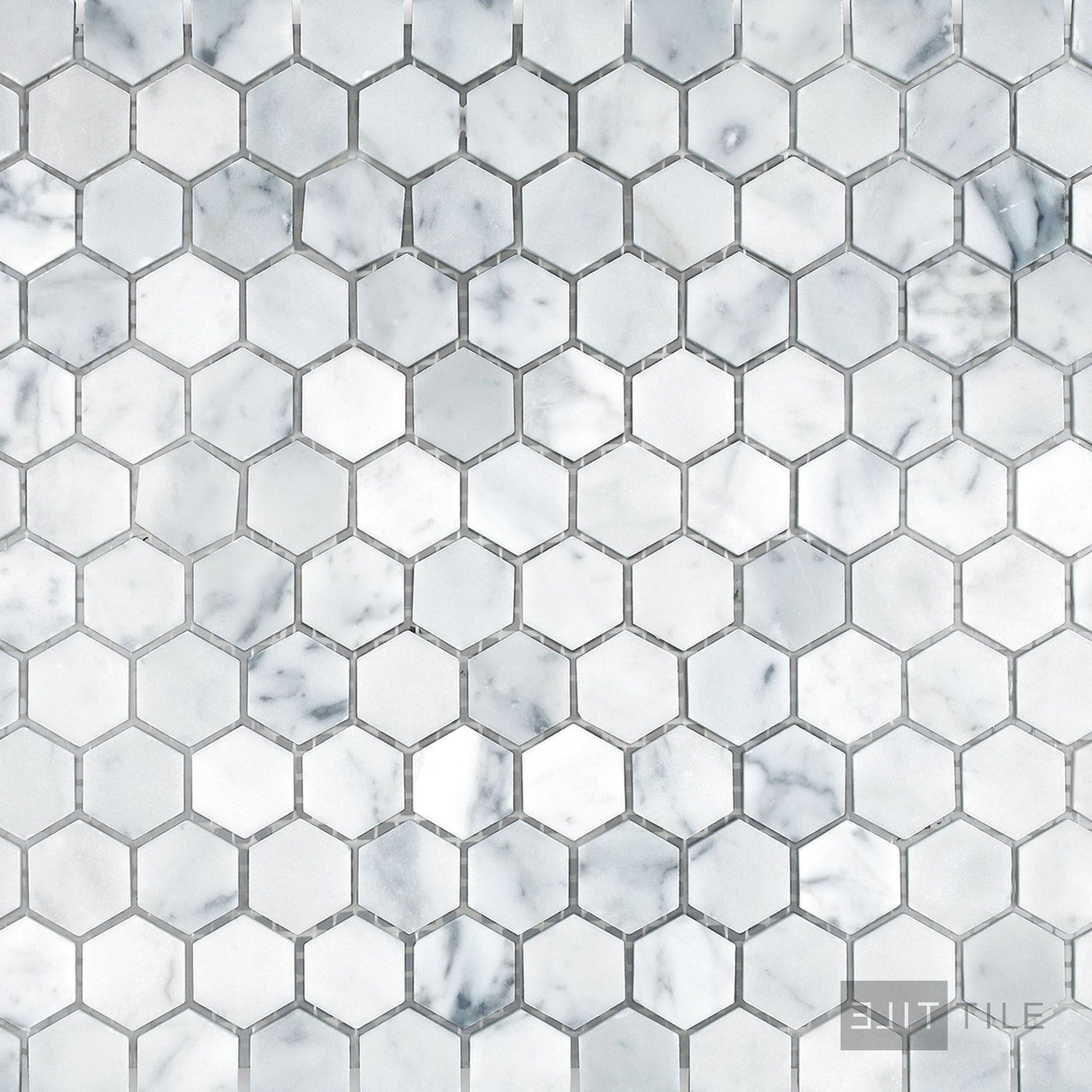 White Carrara Marble 1" Hexagon Honed Mosaic