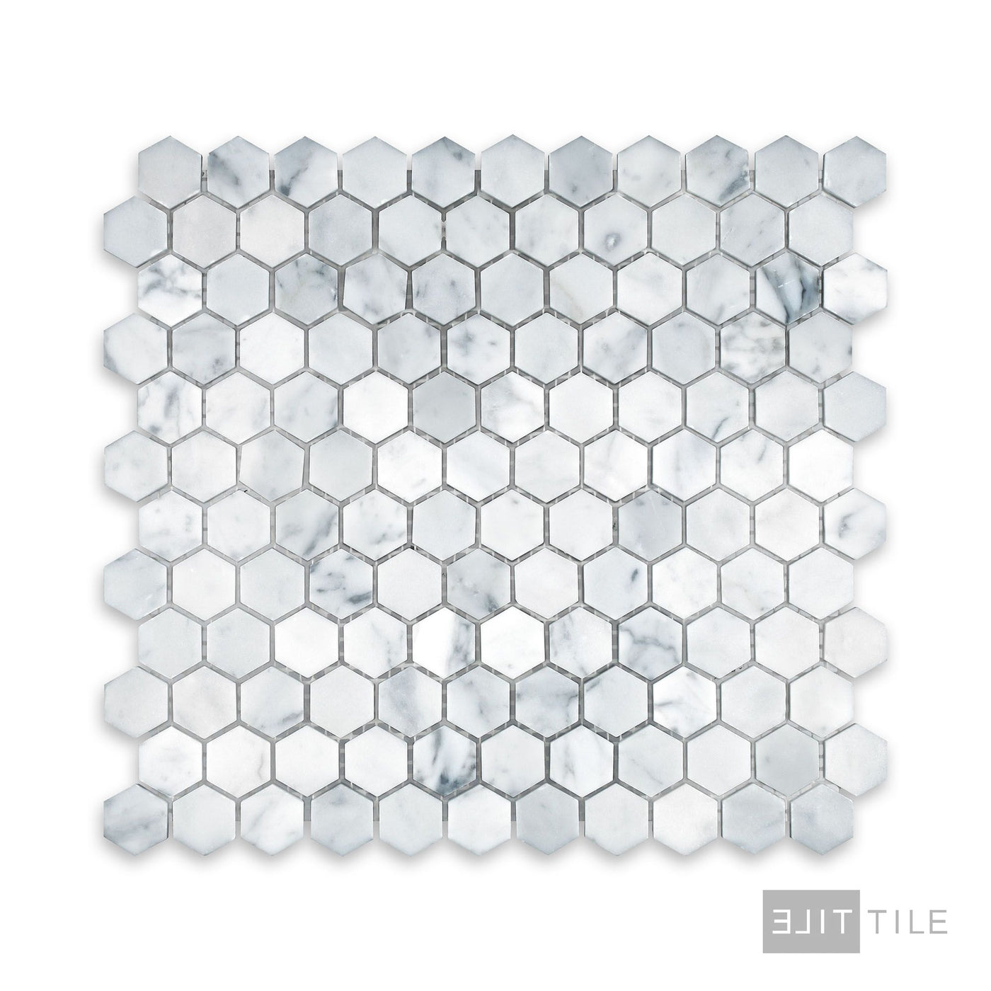 White Carrara Marble 1" Hexagon Honed Mosaic