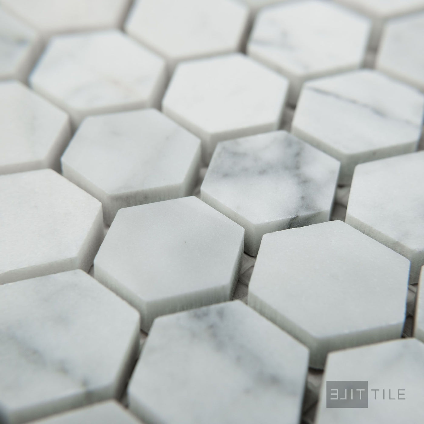 White Carrara Marble 1" Hexagon Honed Mosaic