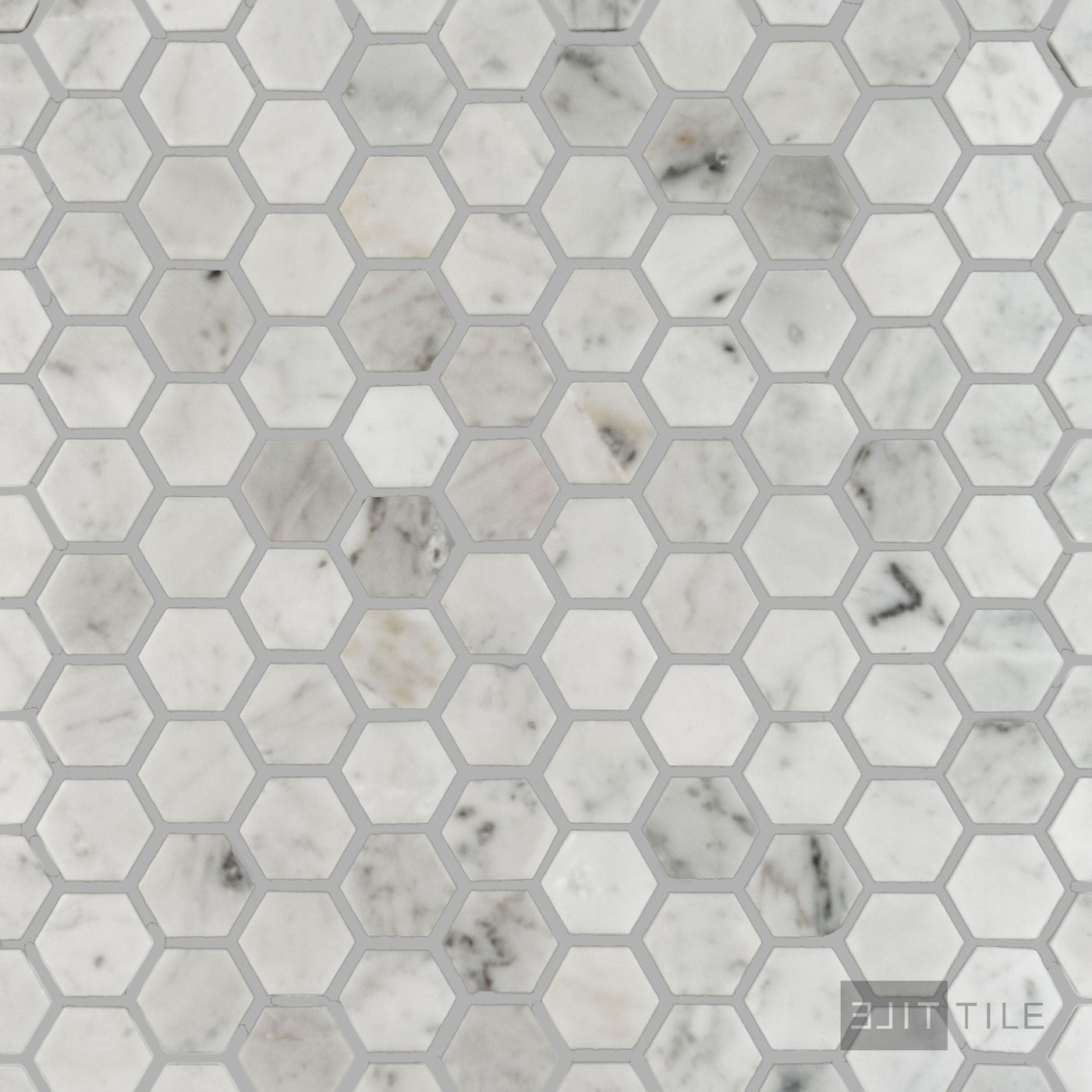 White Carrara Marble 1" Hexagon Polished Mosaic