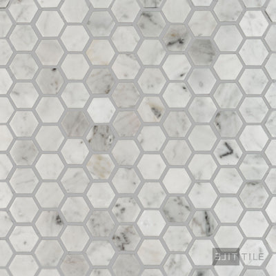 White Carrara Marble 1" Hexagon Polished Mosaic