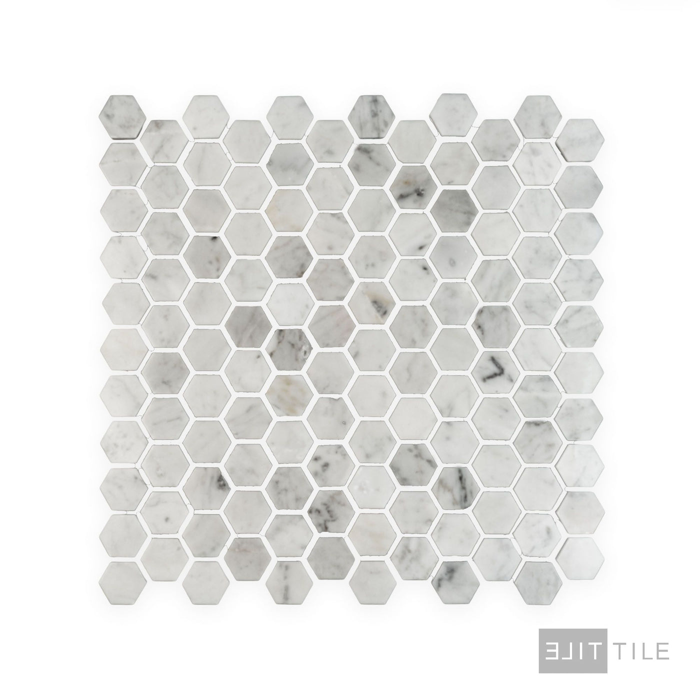 White Carrara Marble 1" Hexagon Polished Mosaic