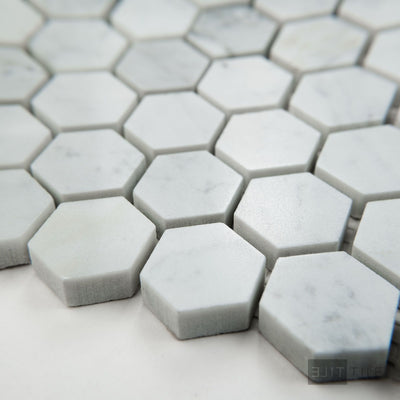 White Carrara Marble 1" Hexagon Polished Mosaic