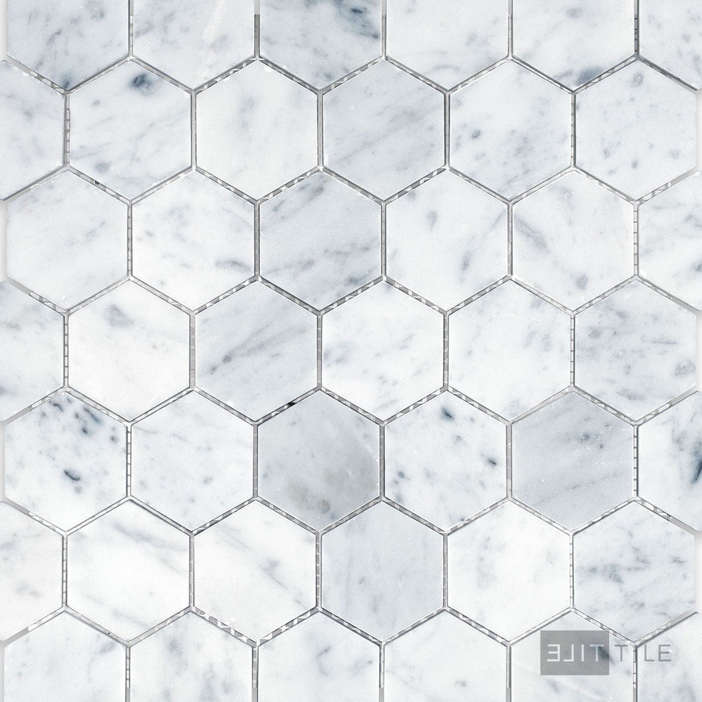 White Carrara Marble 2" Hexagon Honed Mosaic