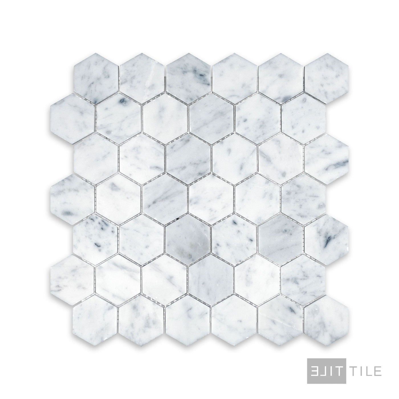 White Carrara Marble 2" Hexagon Honed Mosaic