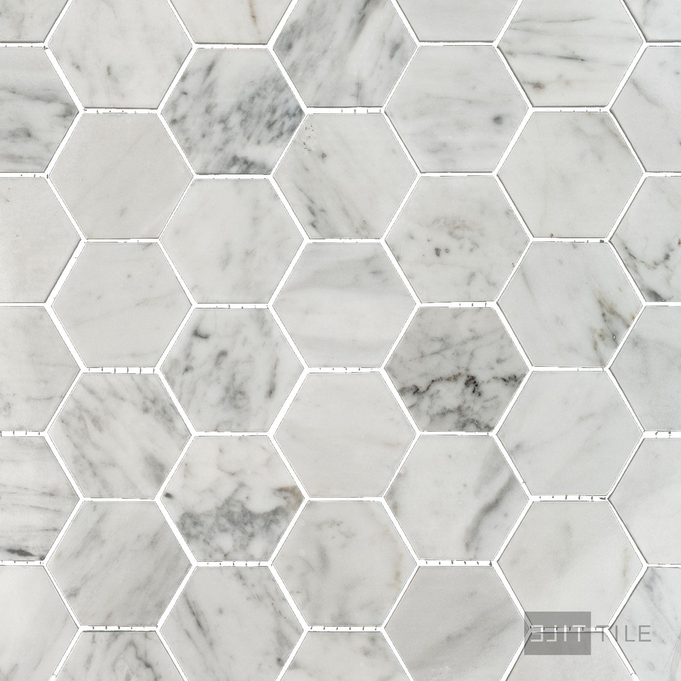White Carrara Marble 2" Hexagon Polished Mosaic