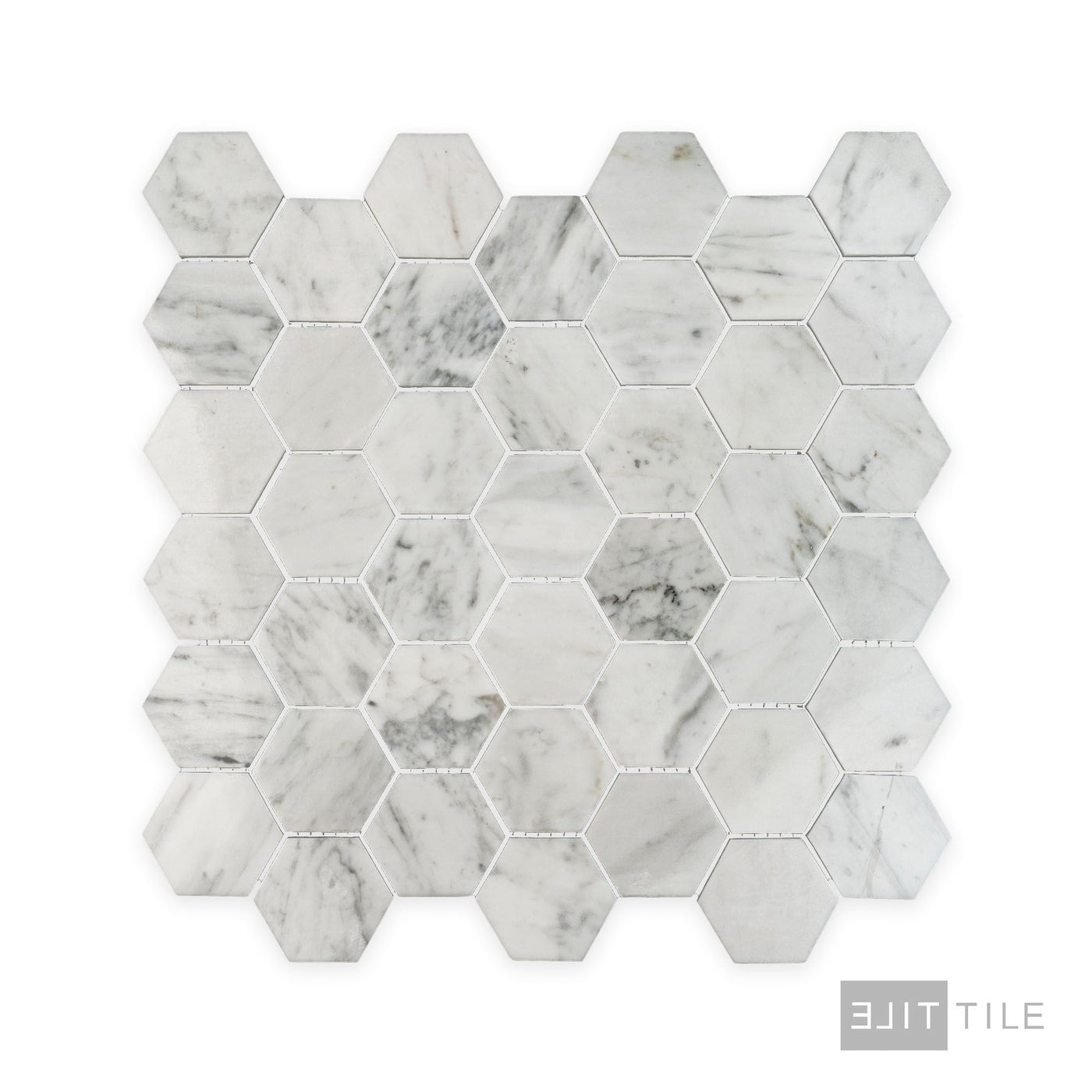 White Carrara Marble 2" Hexagon Polished Mosaic