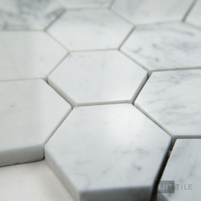 White Carrara Marble 2" Hexagon Polished Mosaic