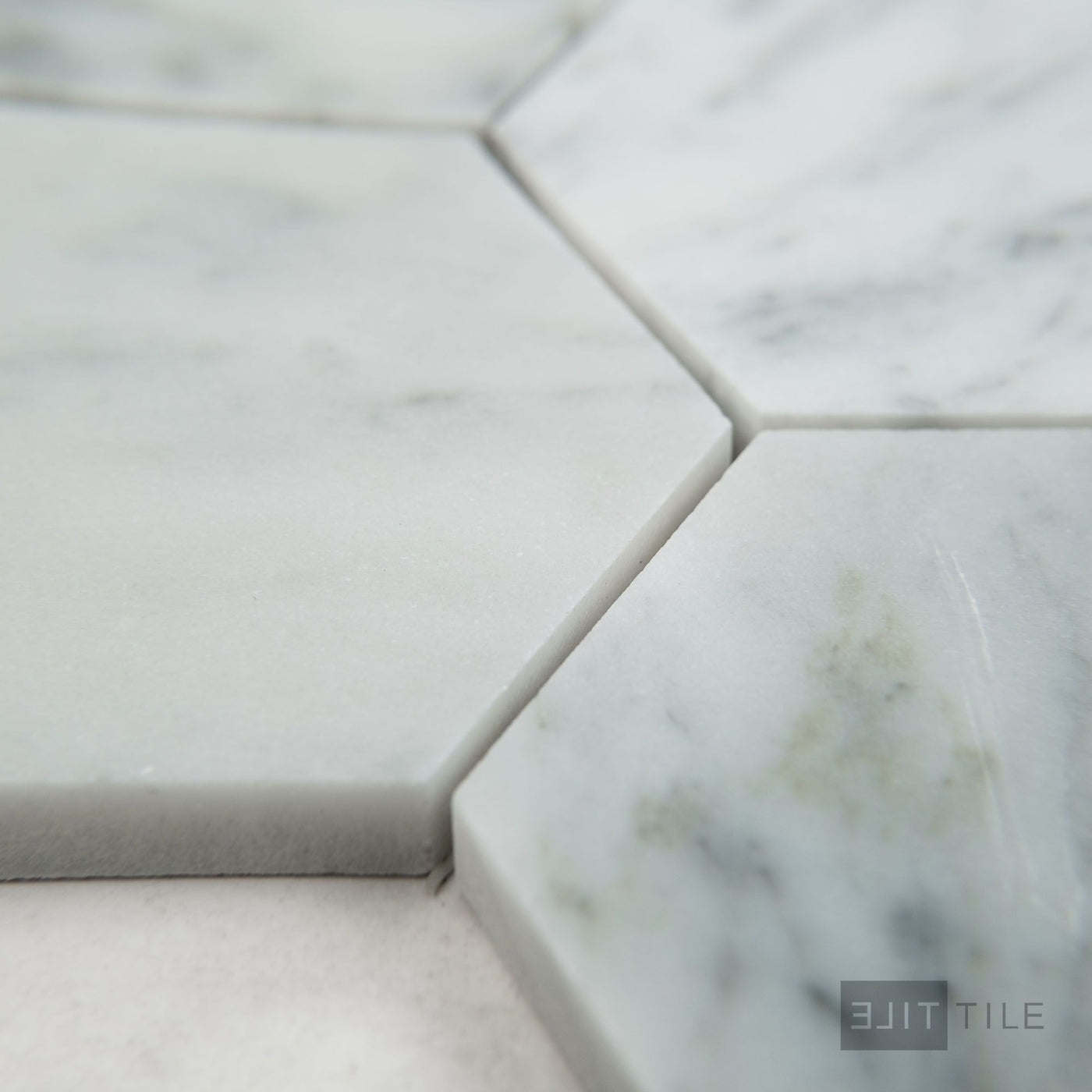 White Carrara Marble 3" Hexagon Honed Mosaic