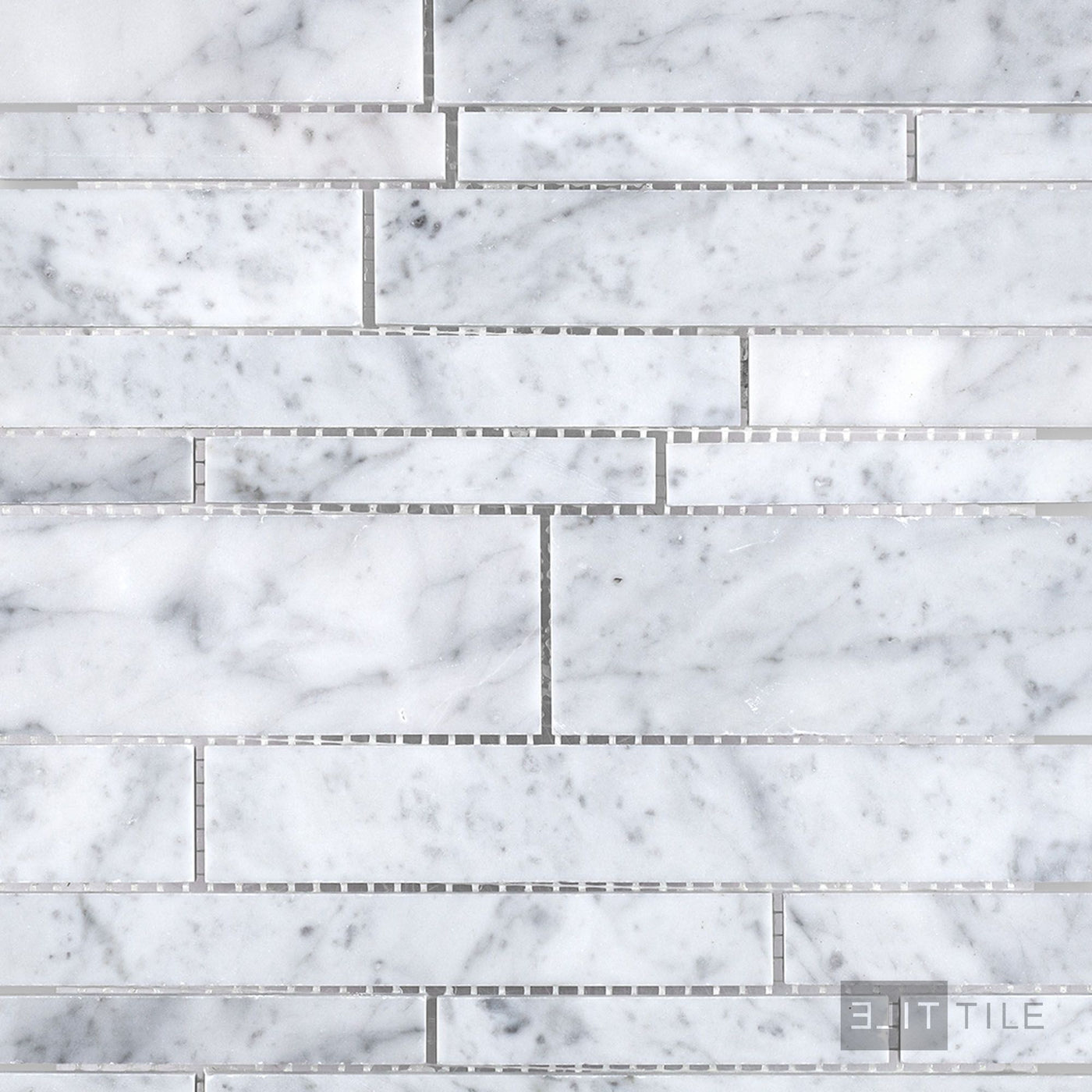 White Carrara Marble Linear Honed Mosaic