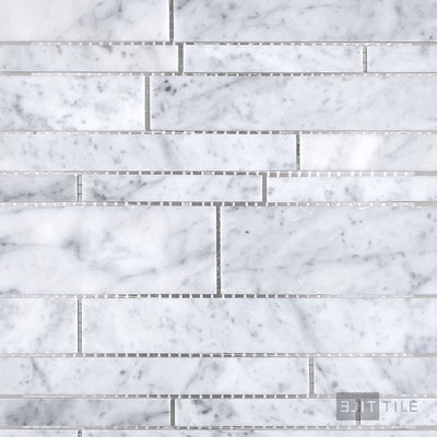 White Carrara Marble Linear Honed Mosaic