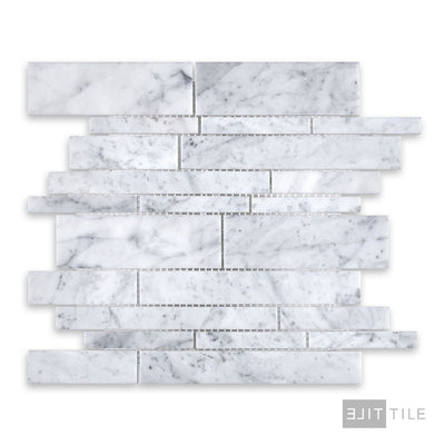 White Carrara Marble Linear Honed Mosaic