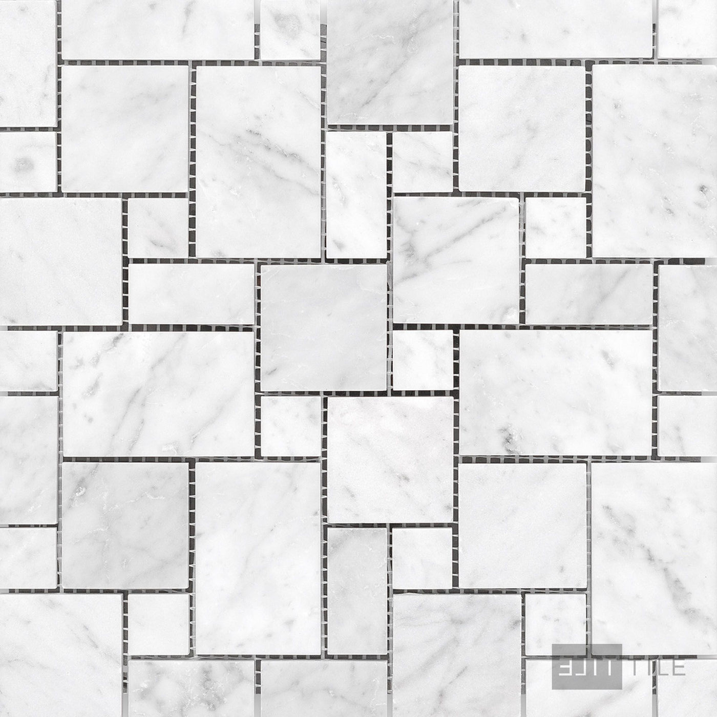 White Carrara Marble Mini Versailles Honed Mosaic