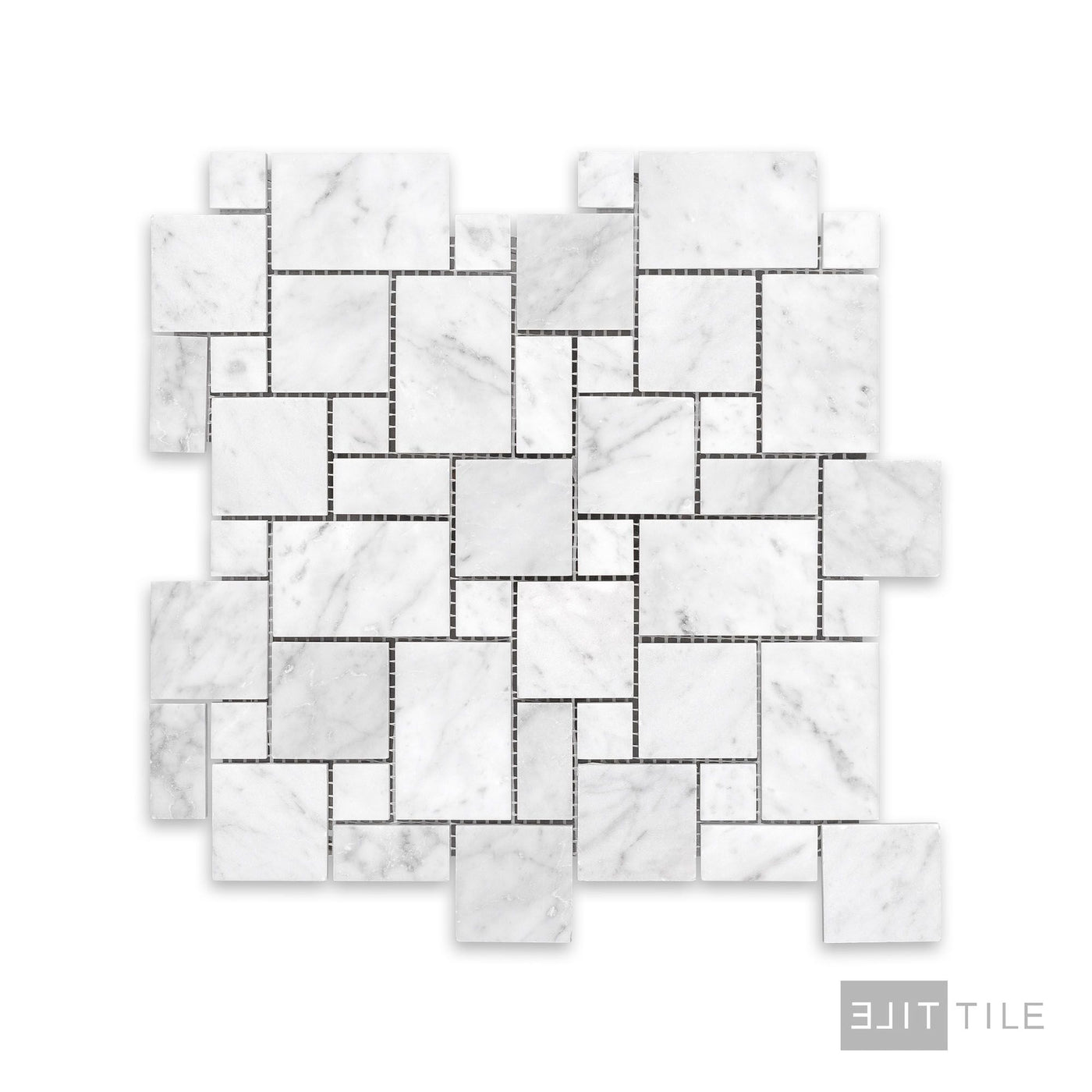 White Carrara Marble Mini Versailles Honed Mosaic