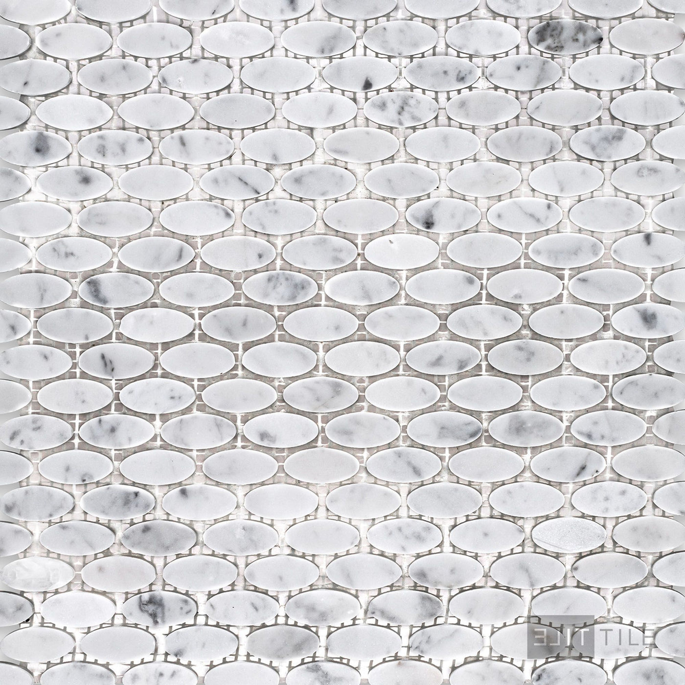 White Carrara Marble Oval Honed Mosaic