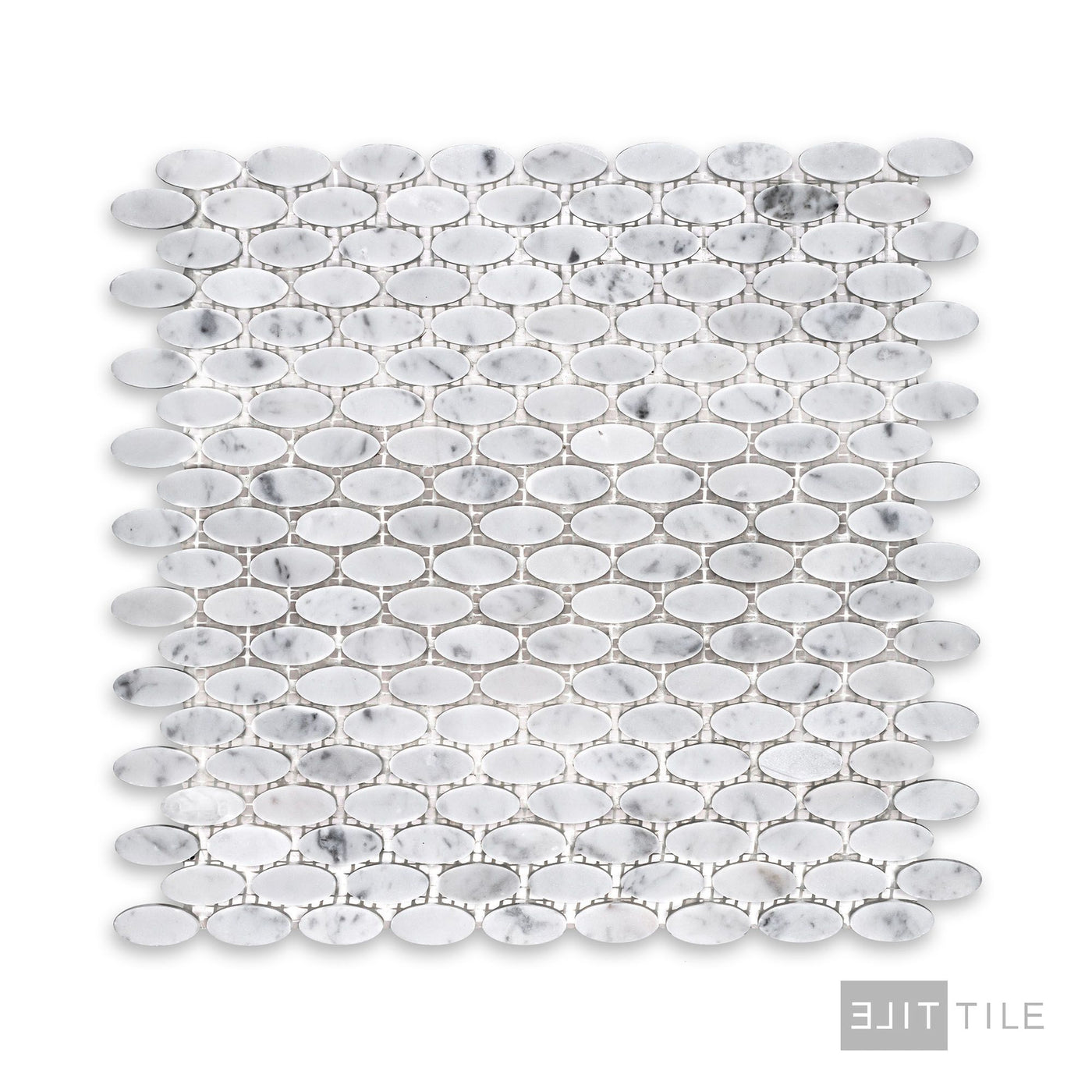 White Carrara Marble Oval Honed Mosaic