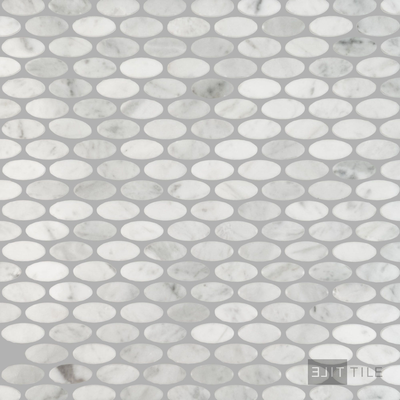White Carrara Marble Oval Polished Mosaic