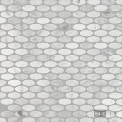 White Carrara Marble Oval Polished Mosaic