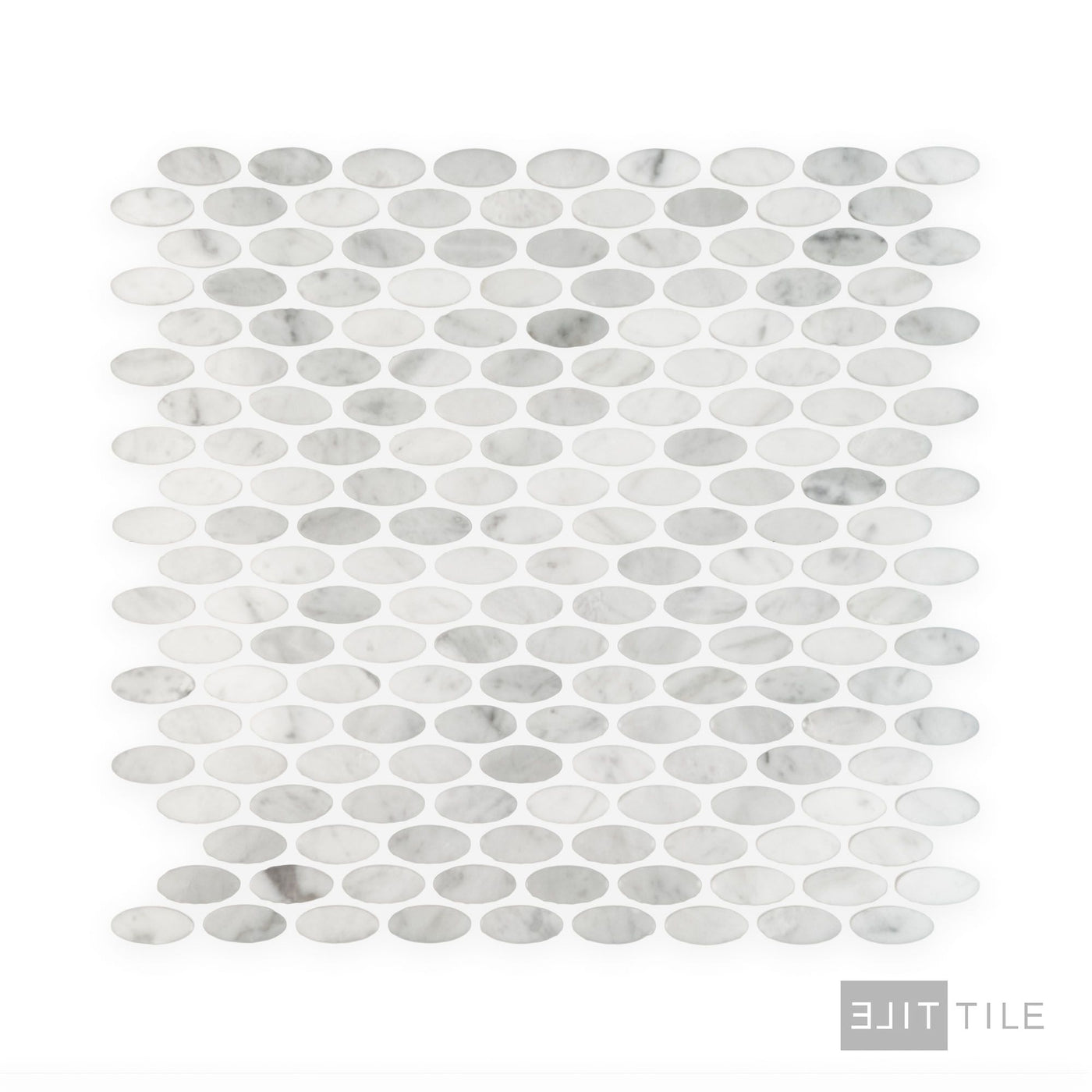 White Carrara Marble Oval Polished Mosaic