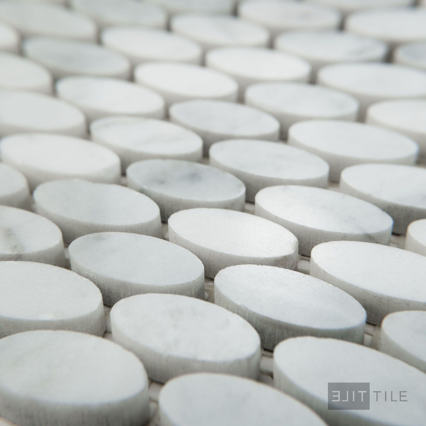 White Carrara Marble Oval Polished Mosaic