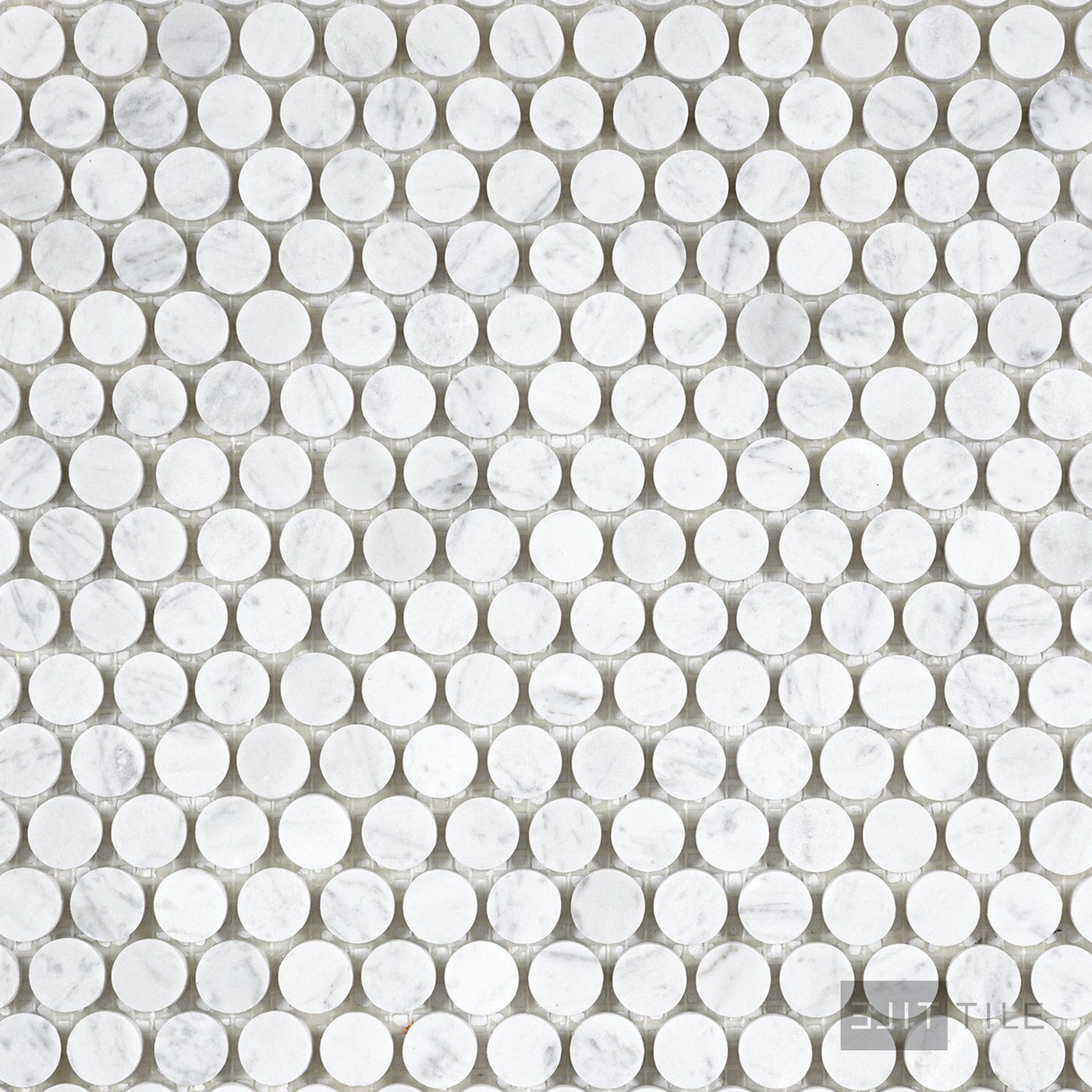 White Carrara Marble Penny Round Honed Mosaic