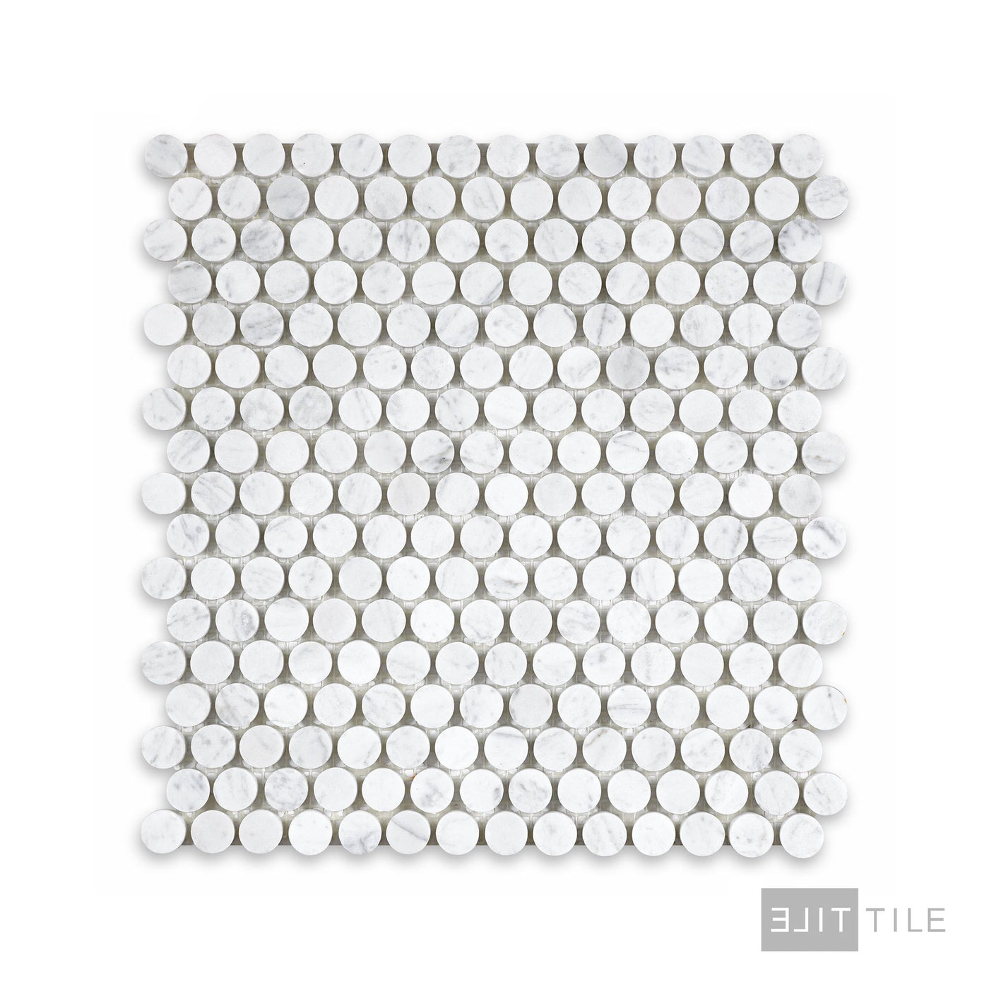 White Carrara Marble Penny Round Honed Mosaic