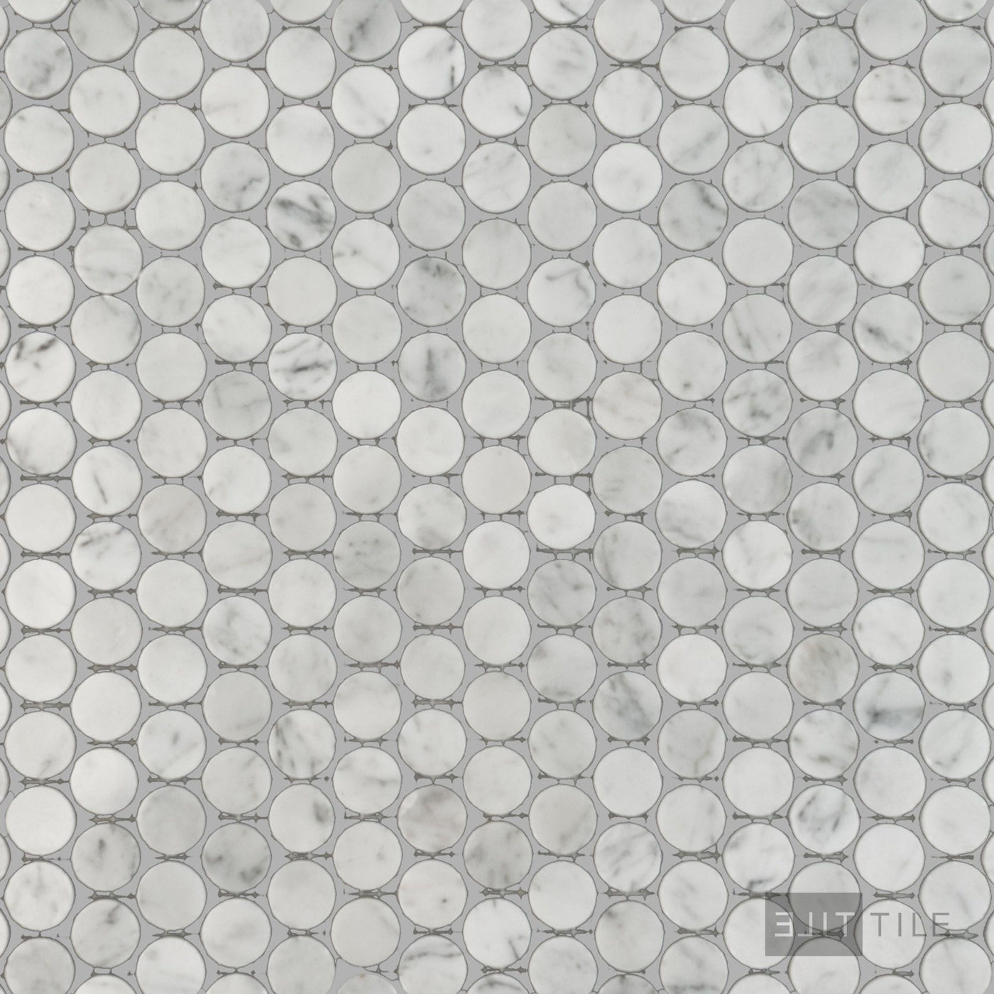 White Carrara Marble Penny Round Polished Mosaic