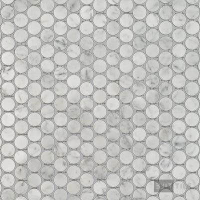 White Carrara Marble Penny Round Polished Mosaic