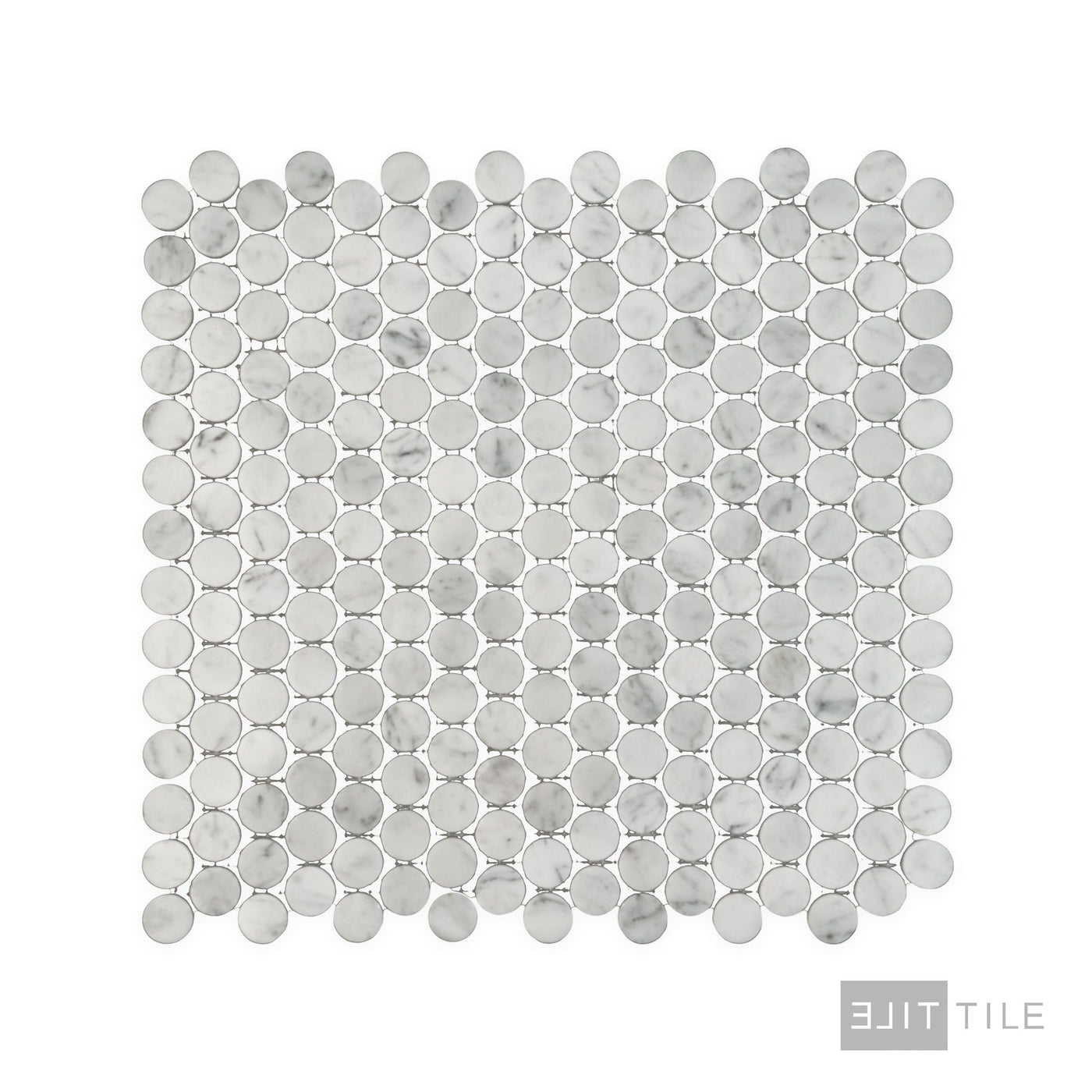 White Carrara Marble Penny Round Polished Mosaic