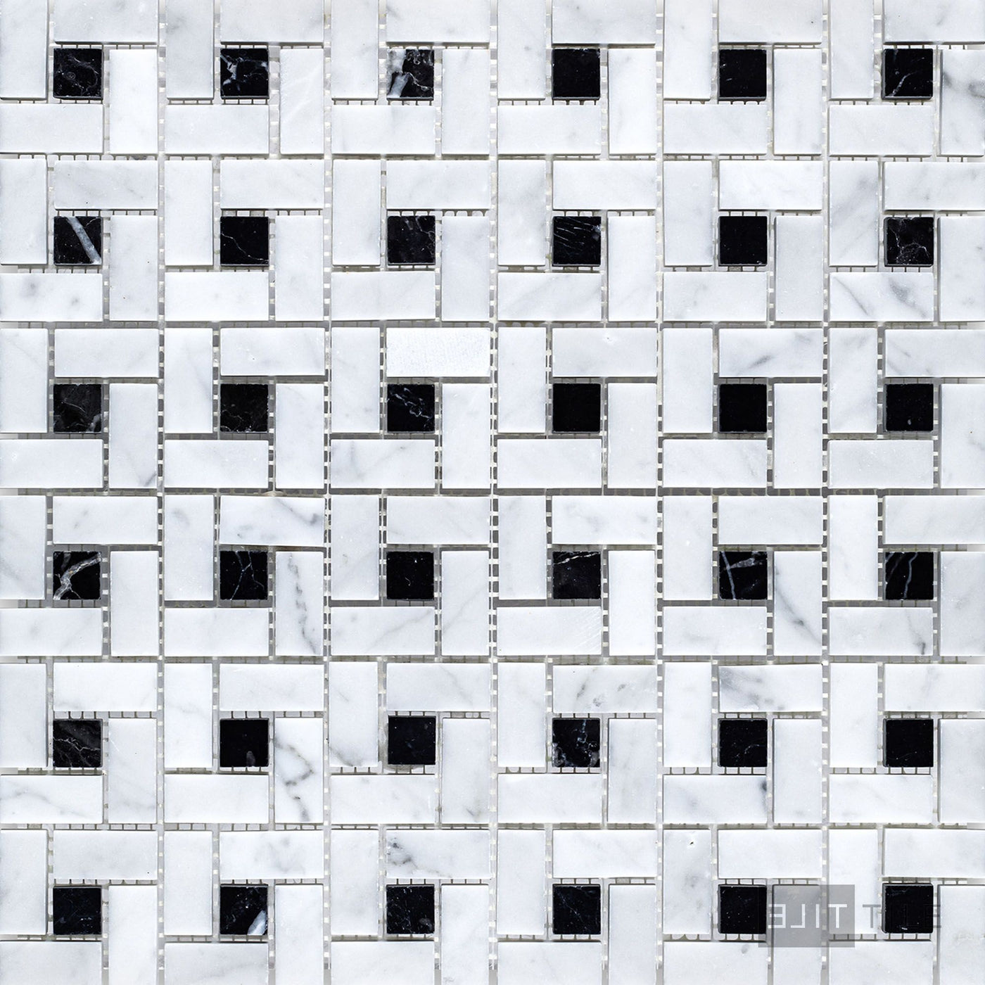 White Carrara Marble Pinwheel Honed Mosaic