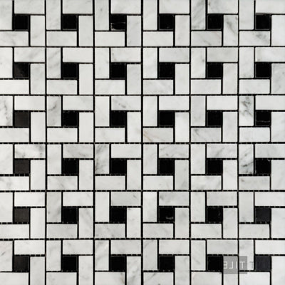 White Carrara Marble Pinwheel Polished Mosaic