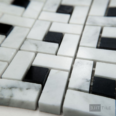 White Carrara Marble Pinwheel Polished Mosaic