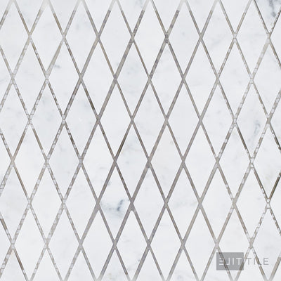 White Carrara Marble Rhomboid Honed Mosaic